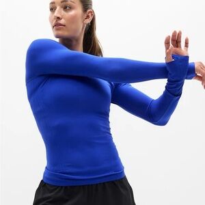 Athleta Momentum Seamless Long Sleeve Top color:Varsity Size:S